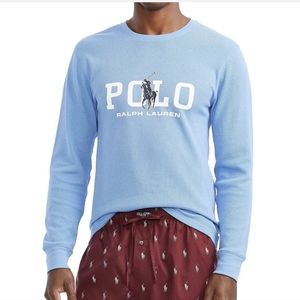 Polo Ralph Lauren Blue Waffle Knit Sleepwear Men XL Long Sleeve
